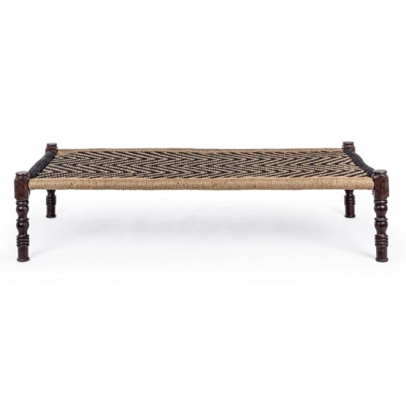 Panca etnica in legno nero 176x86x46 cm