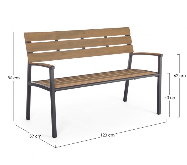 Panchina da giardino antracite Isak - Dimensioni: 123x59x86 cm