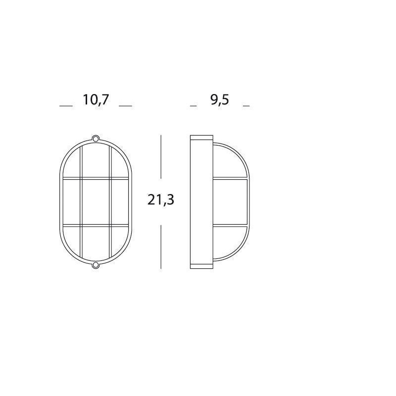 Plaf Picc.Gabbia - Plafoniera Industriale Ovale Bianca