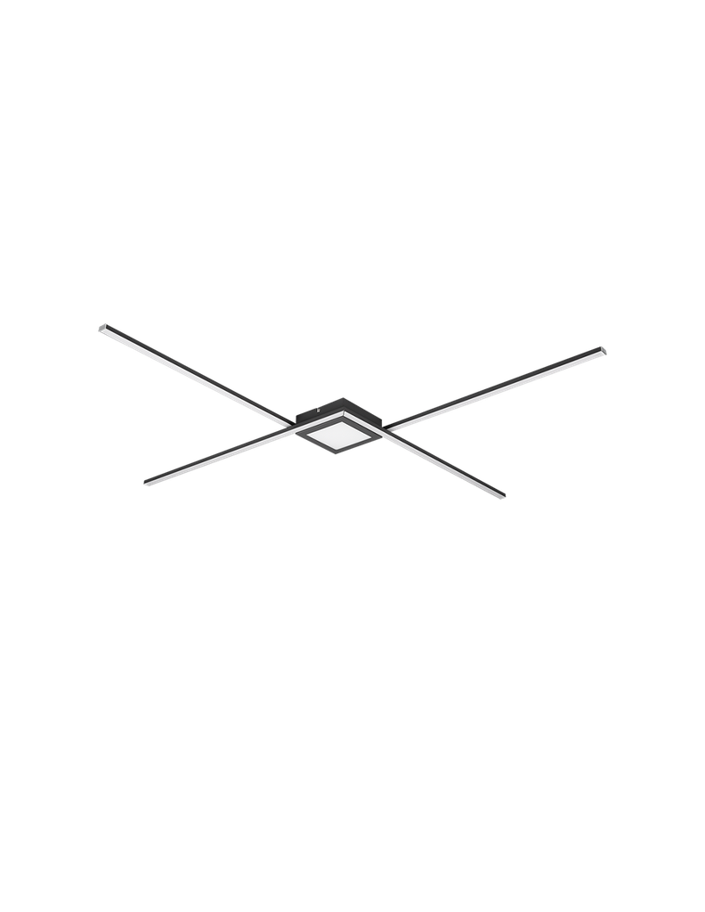 Plafoniera Antracite con Bacchette a Forma di X e LED