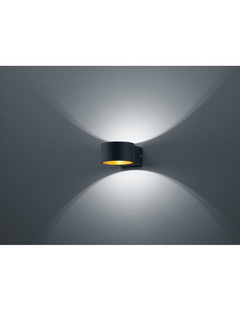Applique Lacapo Nero e Oro Led Doppia Luce Trio Lighting