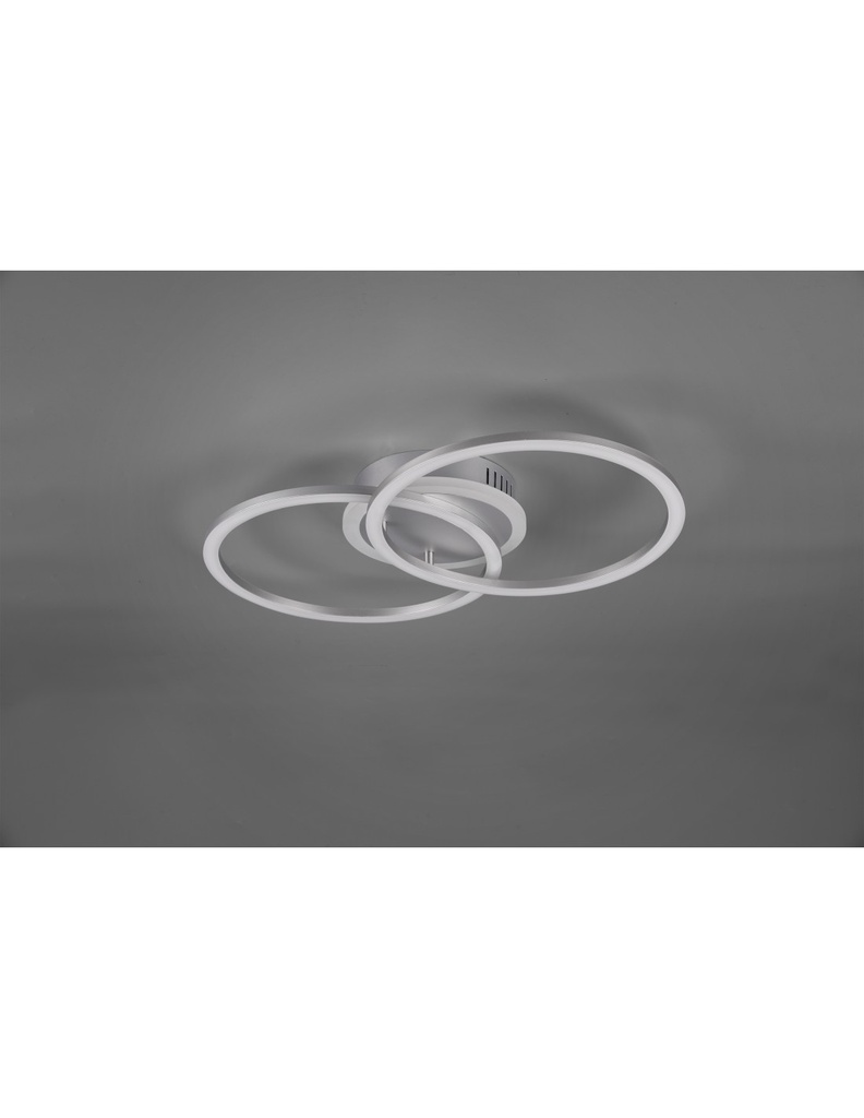 Plafoniera Doppio Cerchio Alluminio Led 25w Dimmerabile L50 cm