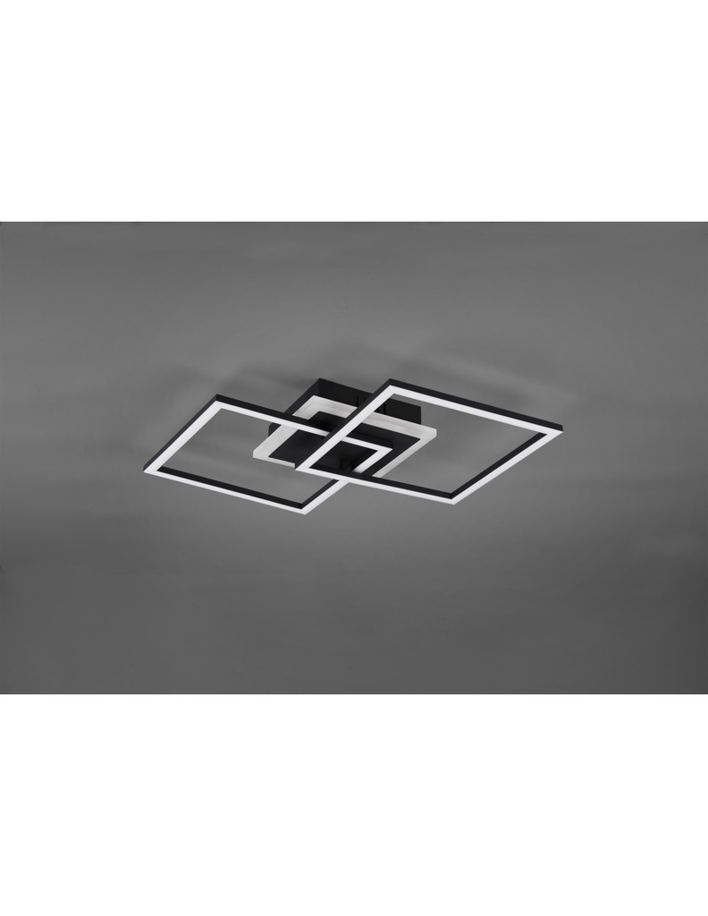 Plafoniera Doppio Quadrato Nero Led 25w Dimmerabile L57 cm