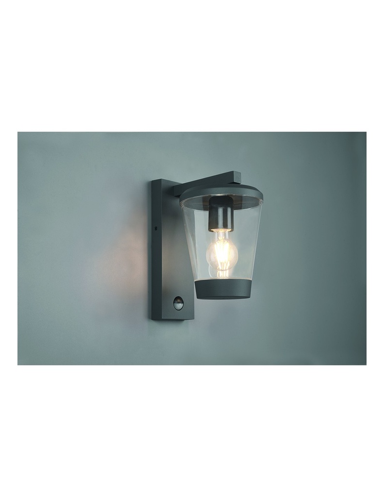 Applique Lanterna Cavado Alluminio Antracite IP44 Con Sensore Trio Lighting