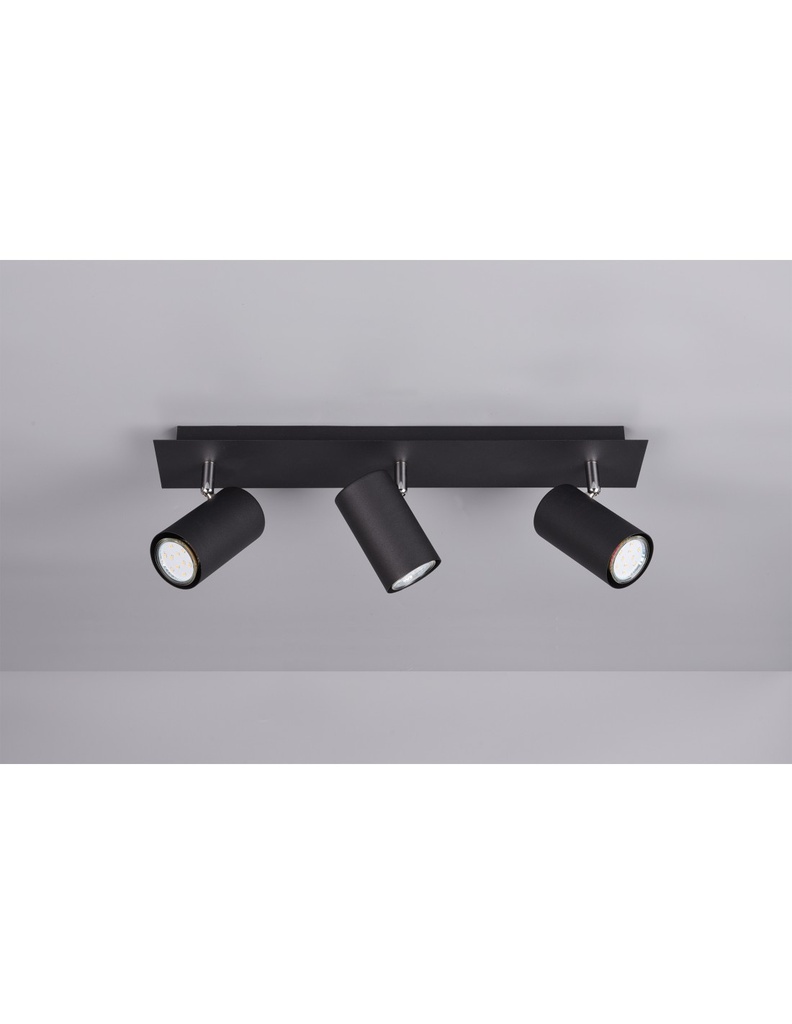 Plafoniera Orientabile Marley Nero Trio Lighting - Lampada da Soffitto Moderna con 3 Punti Luce Spot