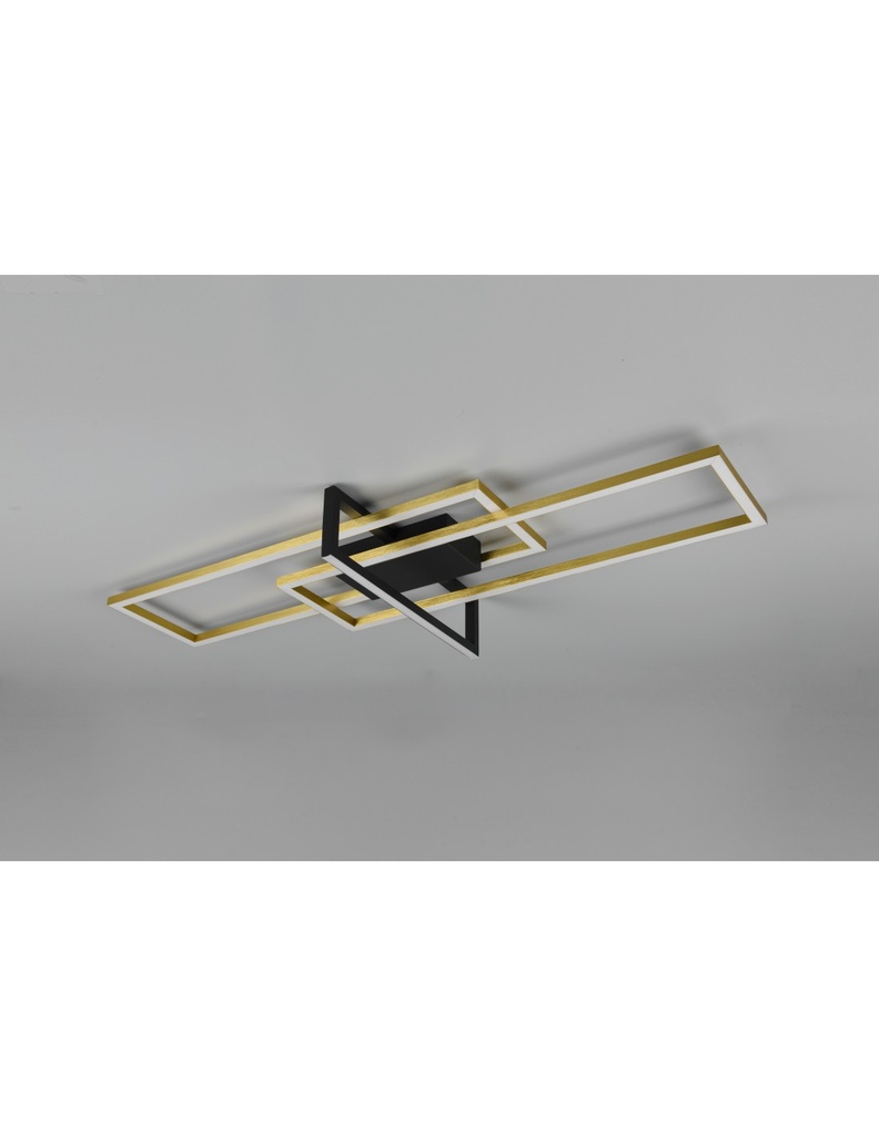 Plafoniera a 3 Rettangoli Led 34w Oro-Nero L100 cm Dimmerabile