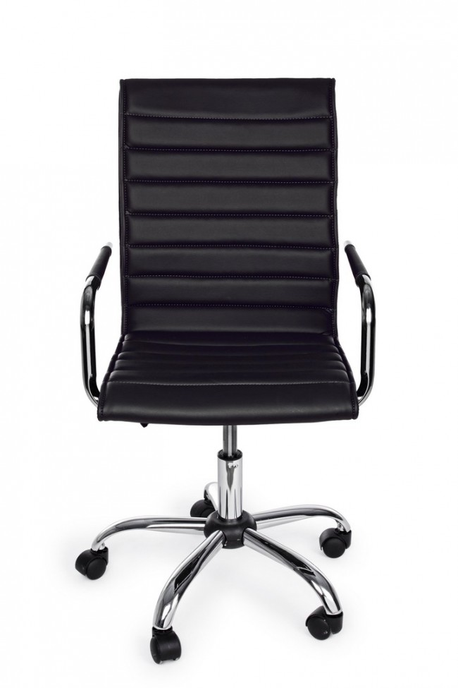 Poltrona da ufficio nero con braccioli e ruote in similpelle altezza regolabile - Perth