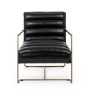 Poltrona in acciaio verniciato e similpelle nero 62,5x74x80-45-56h cm