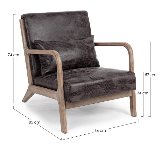 Poltrona in similpelle con cuscino stile vintage - Misure: 66x85x74 cm