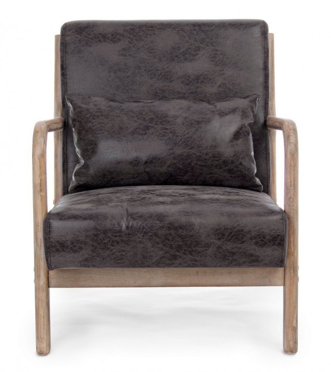 Poltrona in similpelle con cuscino stile vintage - Misure: 66x85x74 cm