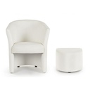 Poltrona in similpelle con pouf estraibile Bianco RITA 64,5x 59,5x h78 cm