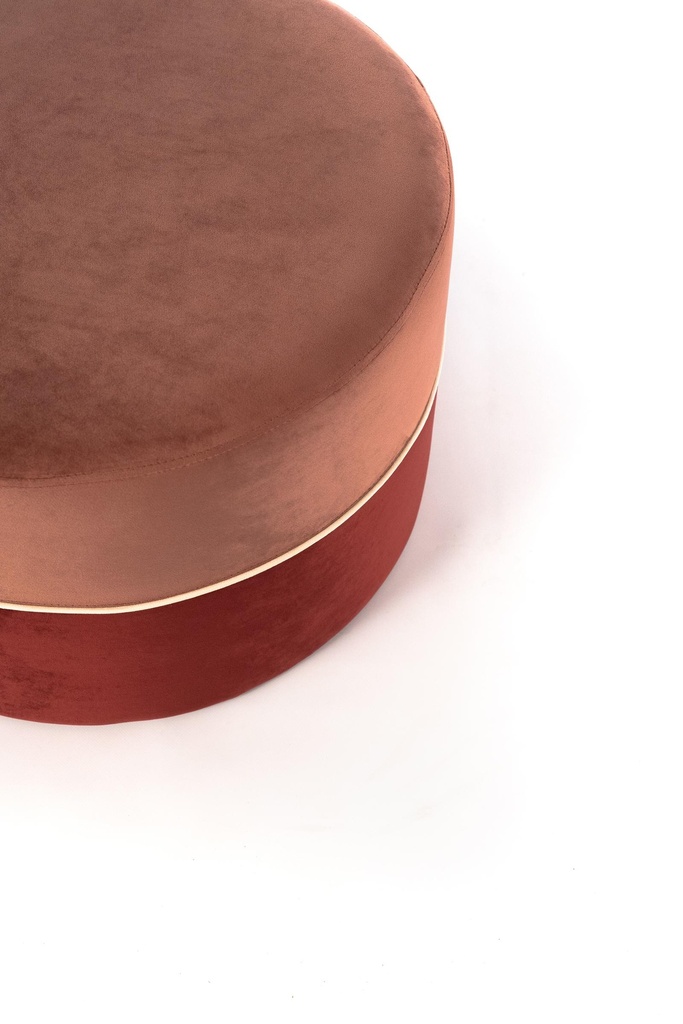 Pouf in velluto rosa antico e bordeaux, misure 62 x 62 x h 39
