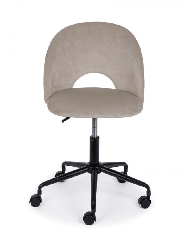Sedia ufficio tortora in velluto con base in acciaio