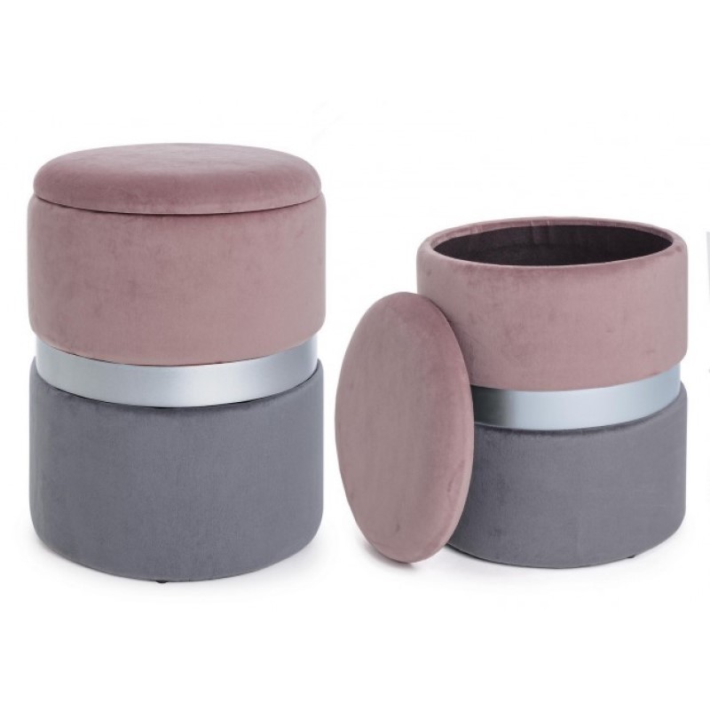Set due pouf moderni apribili grigio rosa grigio - Comodi e versatili