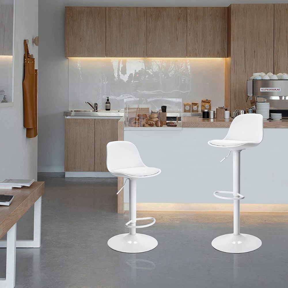 Sgabello Regolabile Bianco 36x40x85 cm