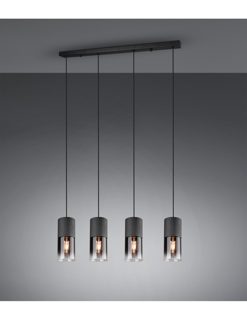 Sospensione Vintage 4 x E27 Metallo Nero