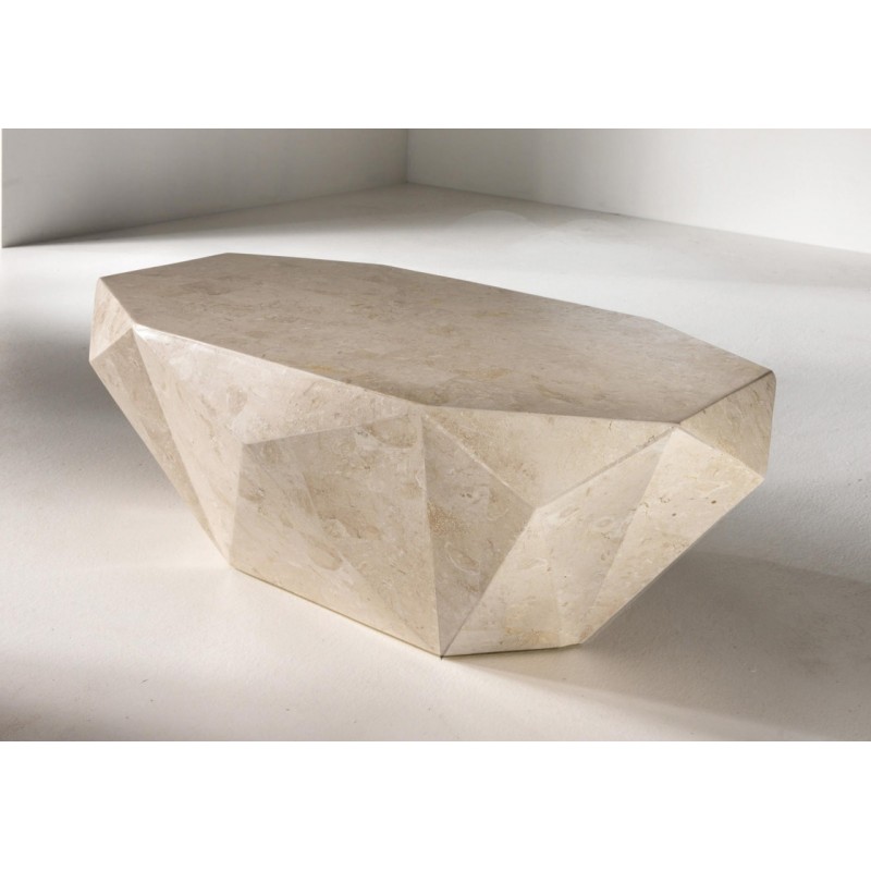Tavolino Moderno Pietra Fossile Beige 120 x 70 x 40 cm