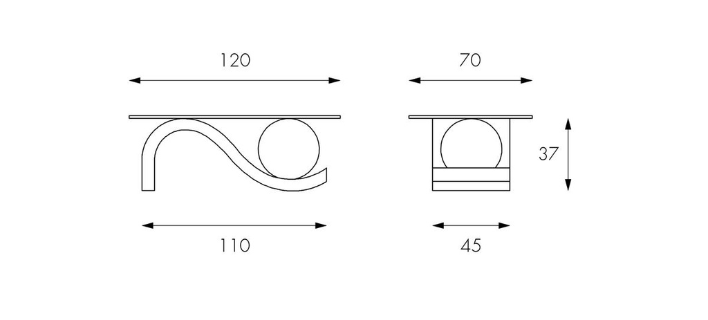 Tavolino Trasparente-Beige 70 cm x 120 cm H. 37 cm