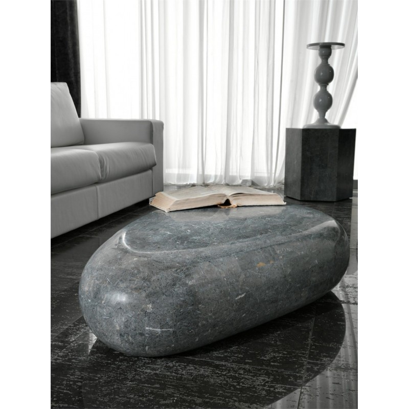 Tavolino moderno in pietra grigio 52 x 98 x 27 cm