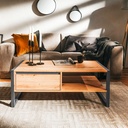 Tavolino salotto con cassetto quercia antracite 100x55x40 cm