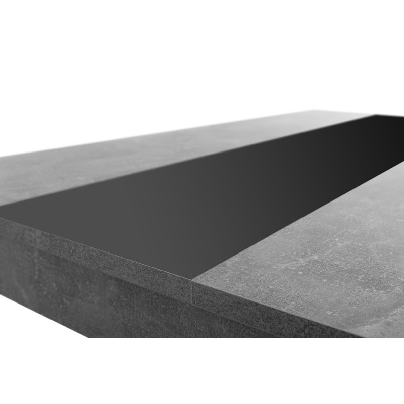Tavolo da pranzo colore cemento inserto nero o bianco reversibile 138x80xh.74 cm