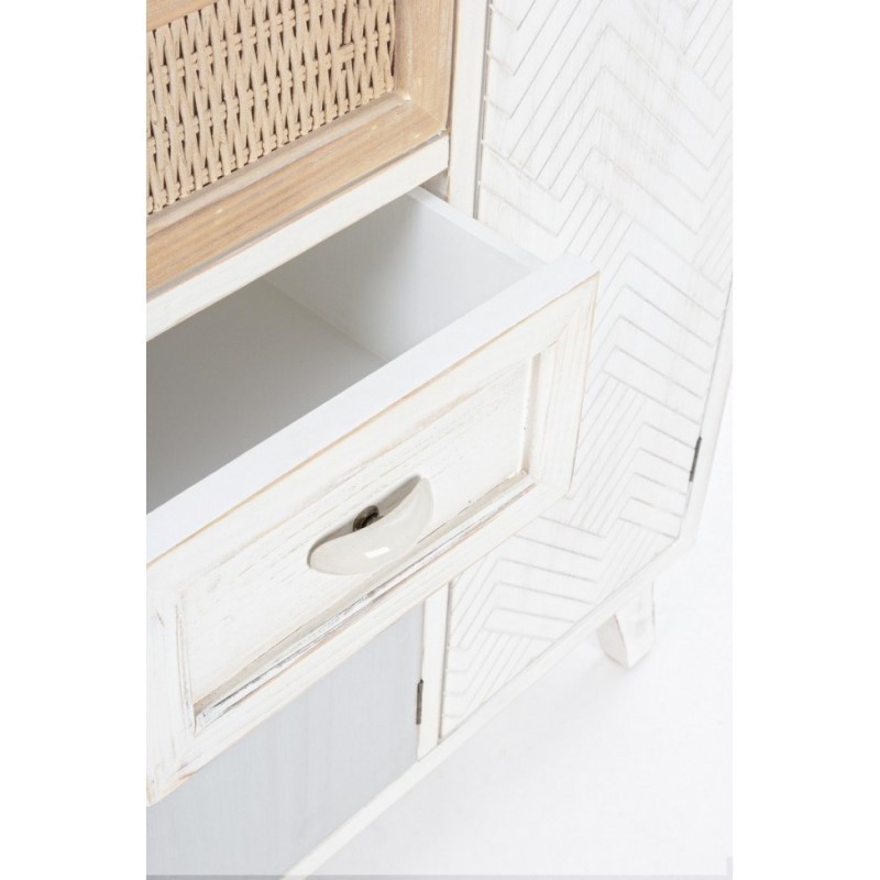 Credenza Tre Ante Due Cassetti in Legno Bianco 87x36xH80 cm