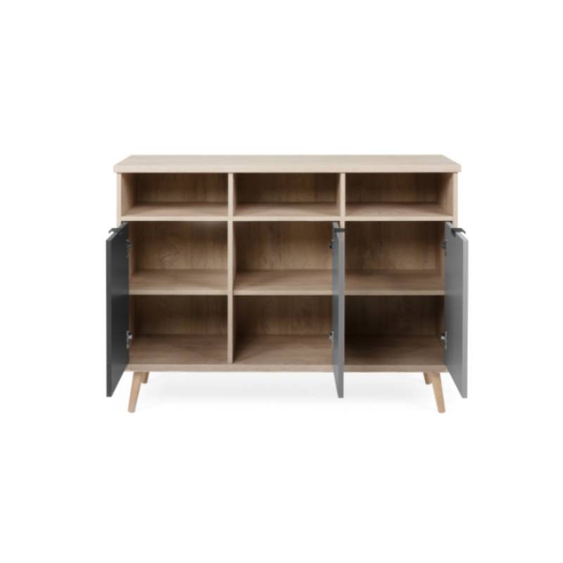 Credenza Tre Vani Sonoma Grigio Piedini Rialzati 120x40x88 cm