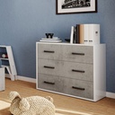 Comò Maxi 3 Cassetti Grigio Cemento in Legno Nobilitato H.81x L.91x P.45 cm