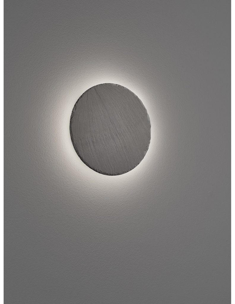 Applique Led Dimmerabile Rotonda Retroilluminazione Raven Ardesia Nero Ø20 cm Trio Lighting