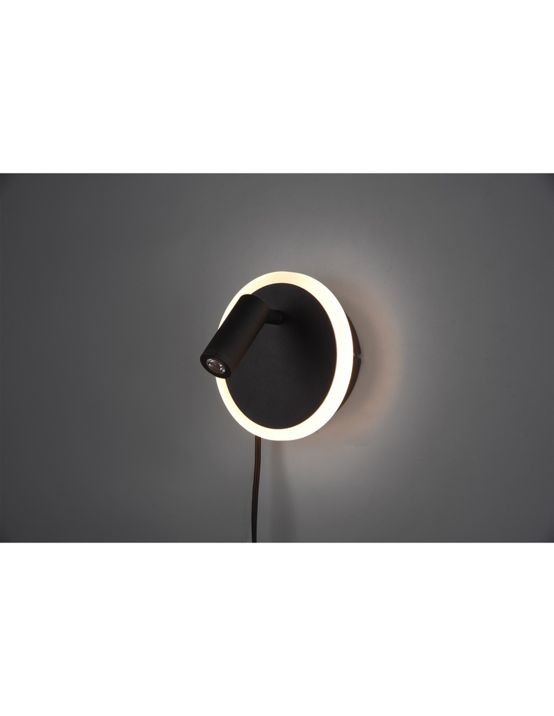 Applique Led Faretto Spot Orientabile Jordan Nero Trio Lighting