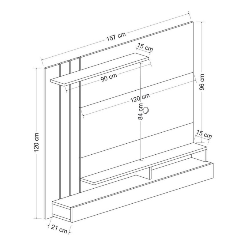 Parete porta tv noce particolari antracite 157x21xh.120 cm
