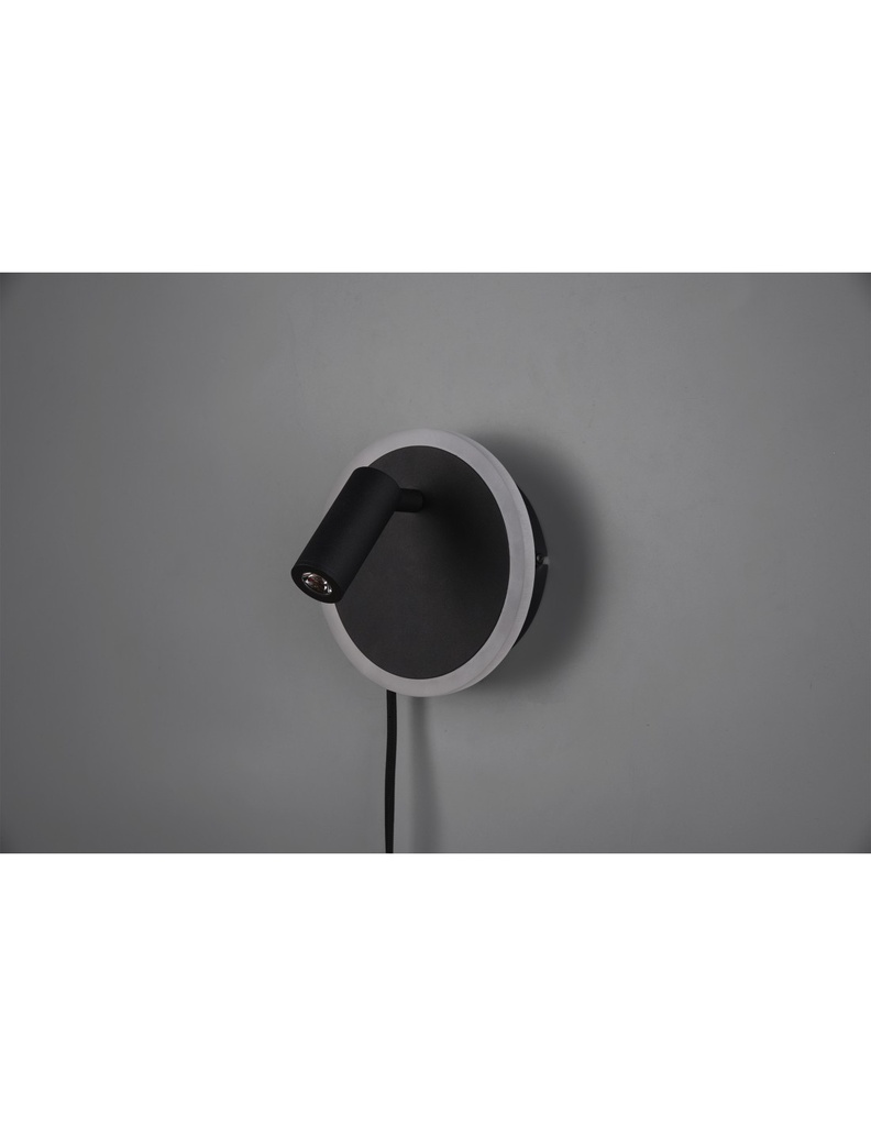 Applique Led Faretto Spot Orientabile Jordan Nero Trio Lighting - Samnite