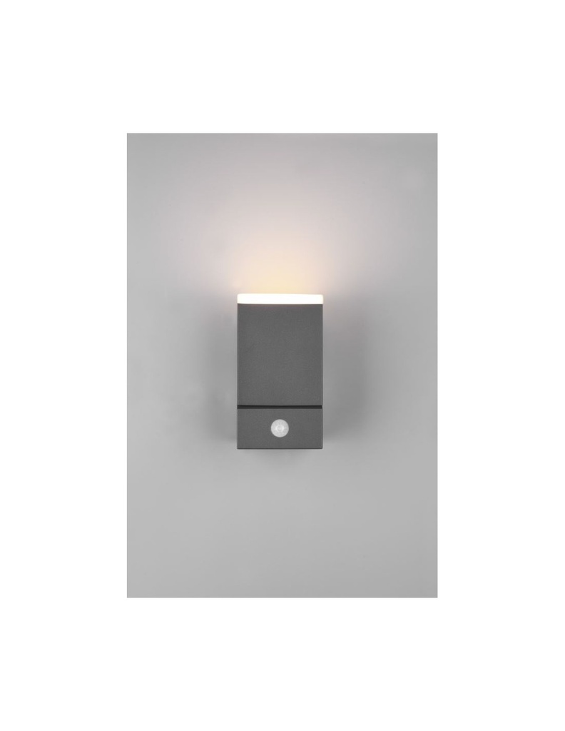 Applique Led Orientabile Avon Alluminio Antracite IP54 Sensore Movimento Trio Lighting - Samnite