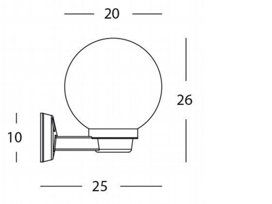 Applique Sf. Fume' D.20 E27  linea globo  nero - Samnite