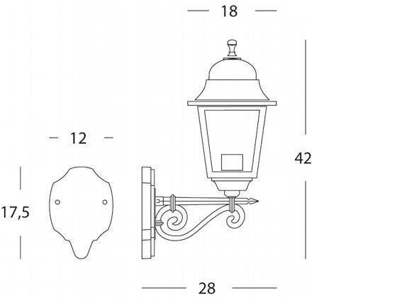 Applique Media In Alto E27  linea old  biancoargento