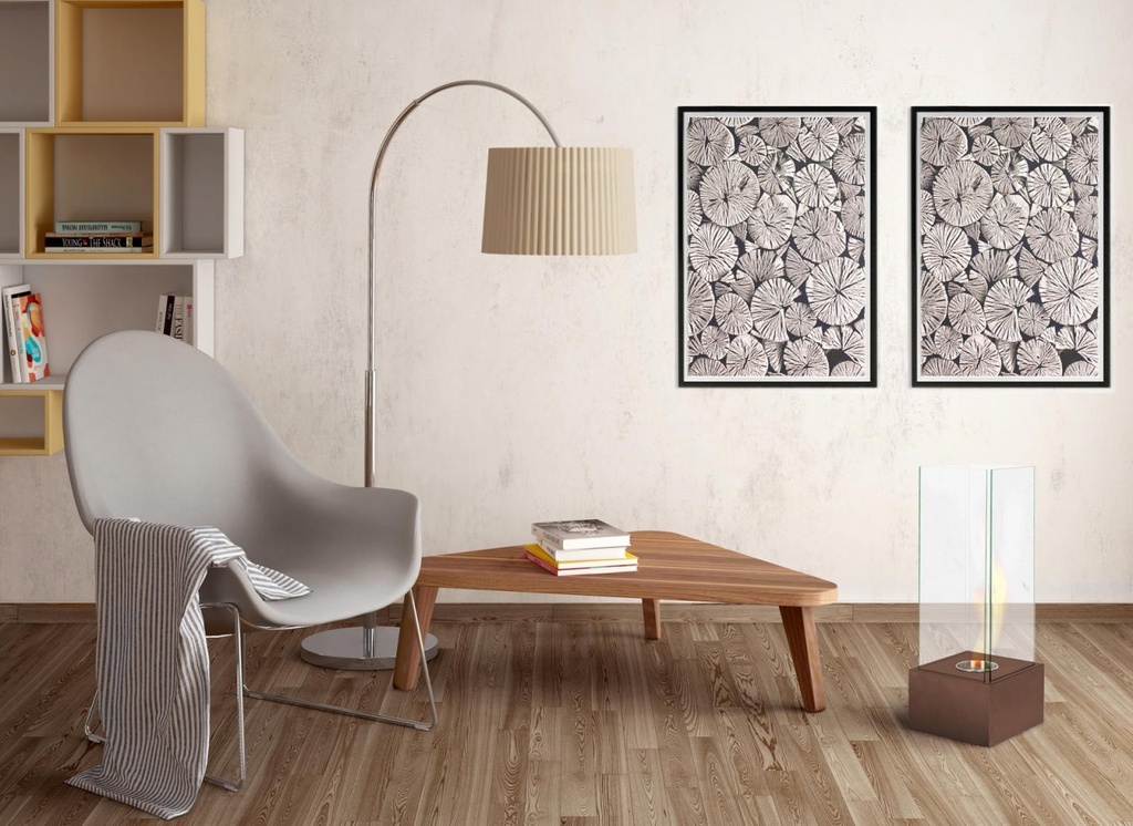 Caminetti al bioetanolo moderno  ruggine cm 25 x 25 x h 65 - Samnite