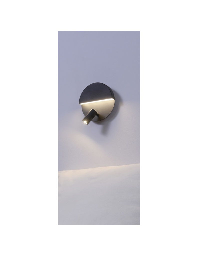 Applique Moderna Doppia Emissione Mario Nero Con Faretto Orientabile Trio Lighting