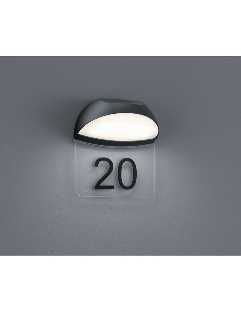 Applique Muga Esterno IP54 Antracite Coppa Numeri Civici Trio Lighting
