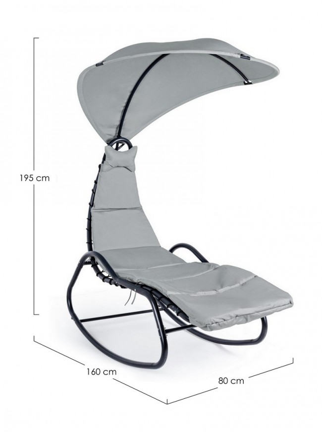 Dondolo Chaise Longue da esterno Baffin Antracite - Samnite