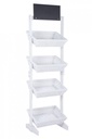 Espositore rustico Darik 4 cesti in vimini bianco - Samnite