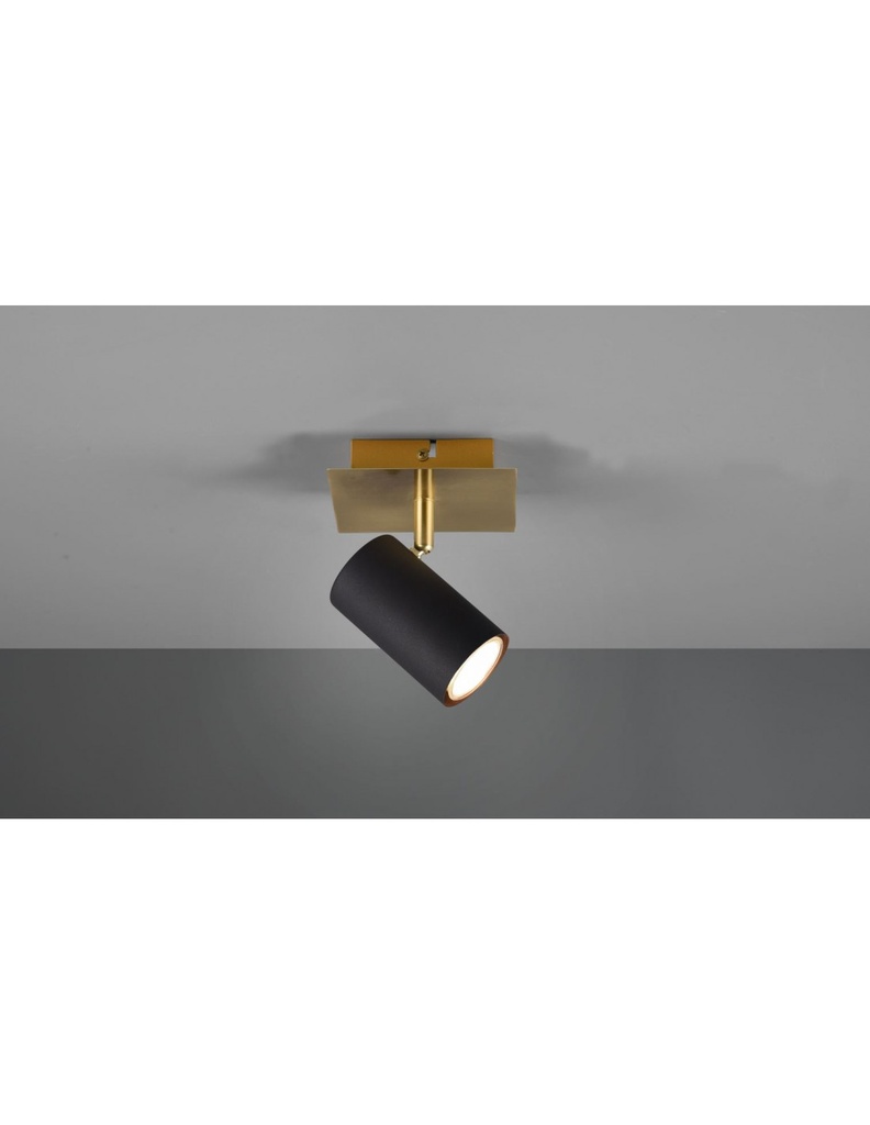 Faretto Marley Base Oro Con Spot Cilindrico Nero Orientabile Trio Lighting - Samnite