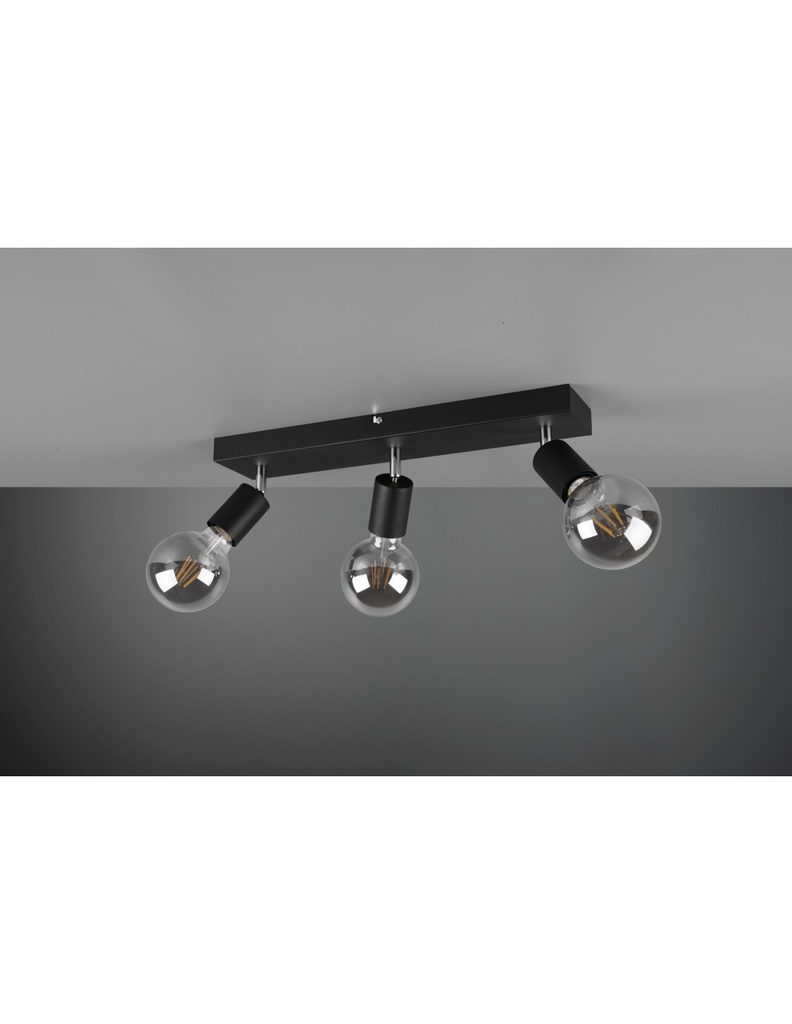 Faretto Spot 3xE27 Vannes Nero L44 cm Trio Lighting - Samnite