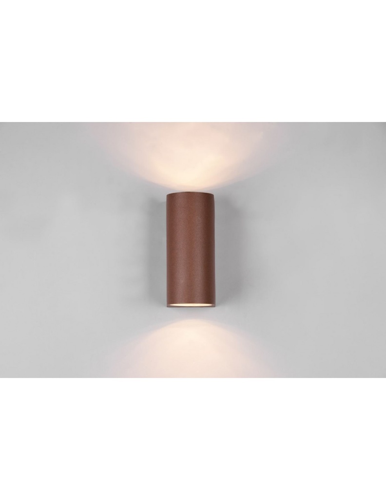 Applique Parete Cilindro Doppia Emissione GU10 Roya Ruggine IP44 Trio Lighting