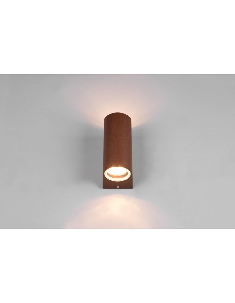 Applique Parete Cilindro Doppia Emissione GU10 Roya Ruggine IP44 Trio Lighting