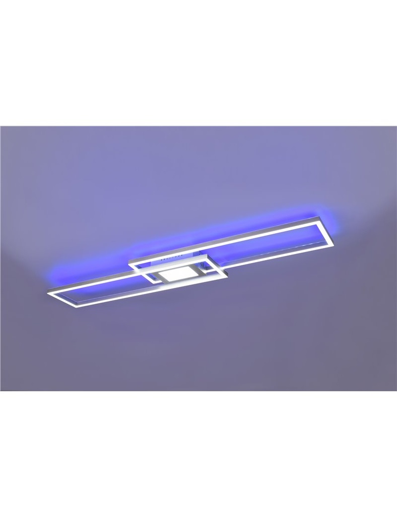 Ganado plafoniera led rettangolare acciaio retro-illuminata rgb con telecomando multifunzione l. 110cm Moderno LED - Samnite