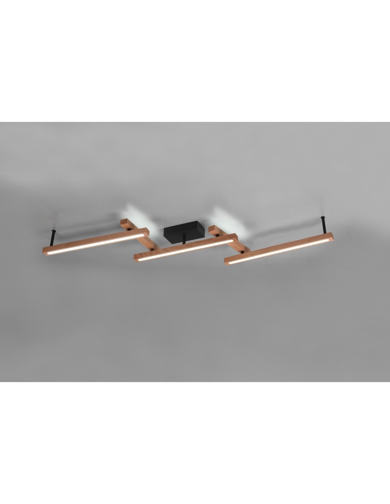 Grande Plafoniera Bacchette Legno Orientabili Vintage Doppio Led Bellari Trio Lighting - Samnite