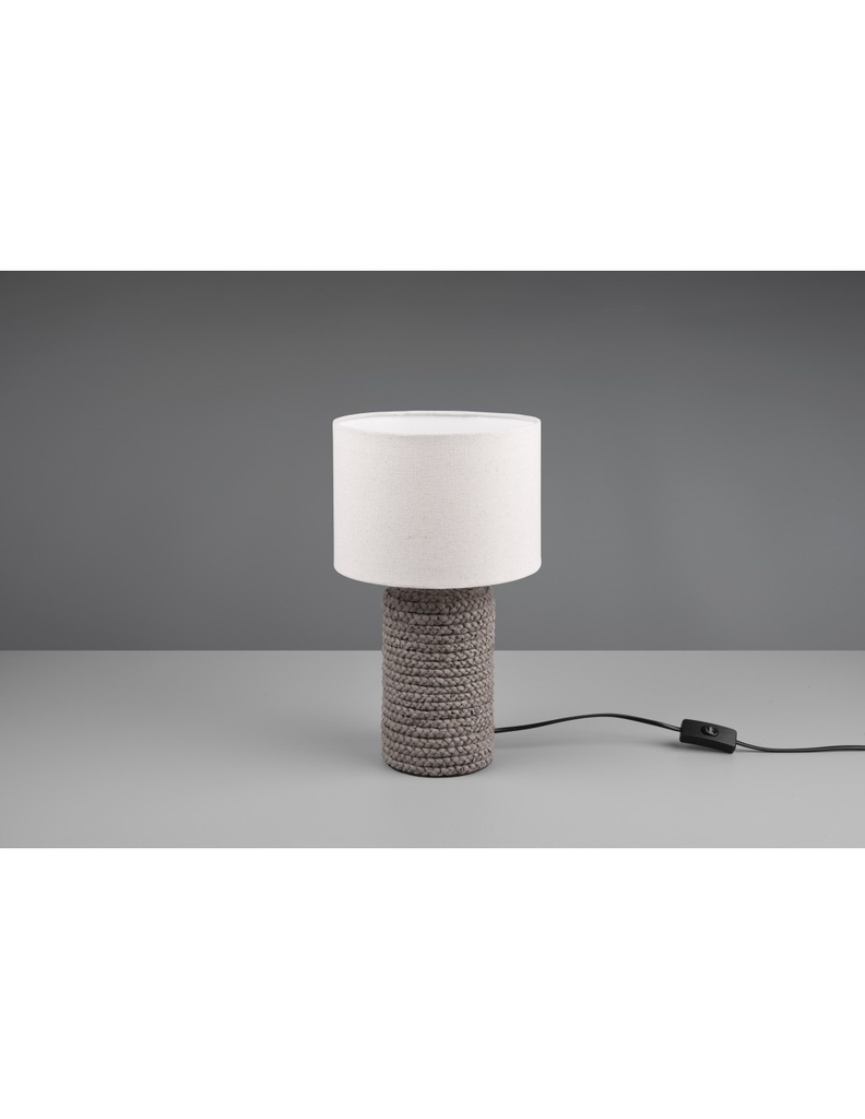 Lampada Da Tavolo Moderna Ceramica E Tessuto Beige Mala Trio Lighting - Samnite