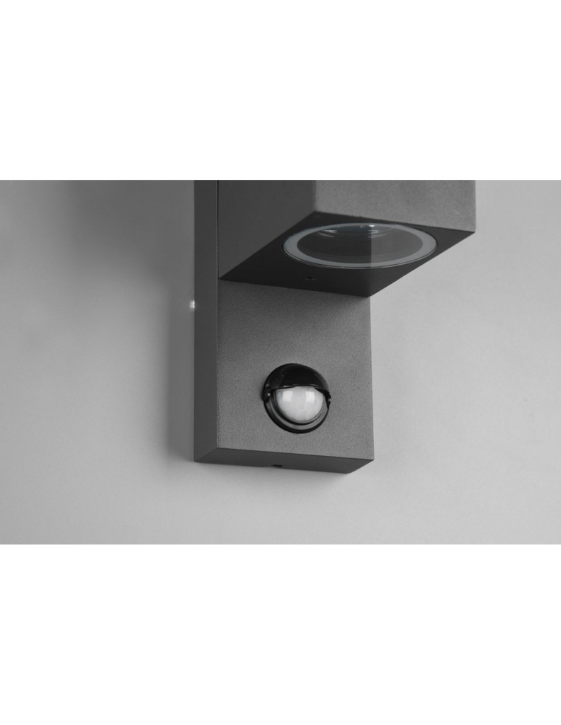 Lampada Parete Cubo Roya Antracite Sensore Movimento IP44 Trio Lighting - Samnite