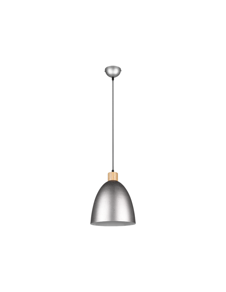 Lampada Sospensione Cucina Jagger Metallo Nichel Inserto Legno Trio Lighting - Samnite
