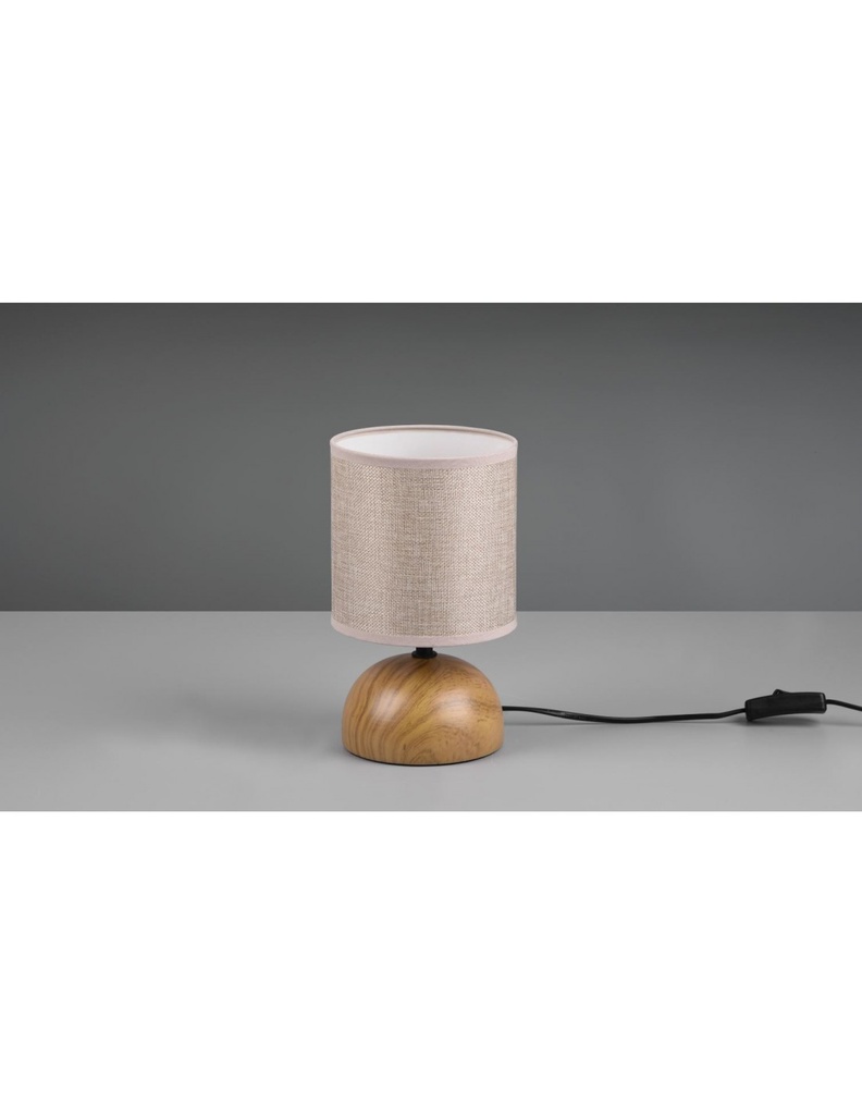 Lampada Tavolo Luci Base Mezza Sfera Effetto Legno Con Paralume Beige Trio Lighting - Samnite